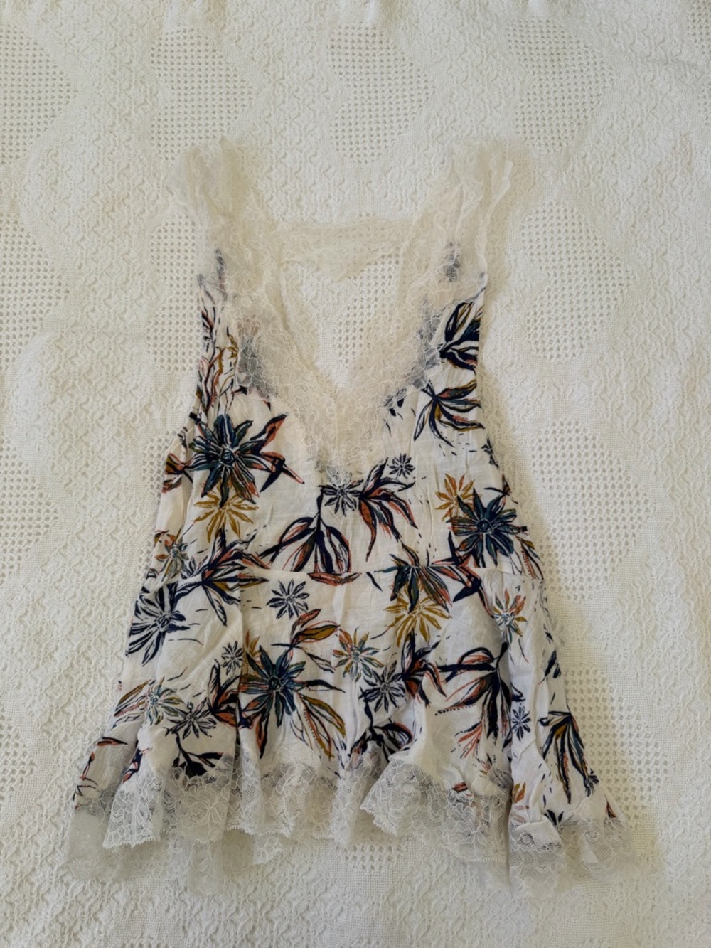 FP Movement by Free People Floral Lace-Trim Camisole - White Multi